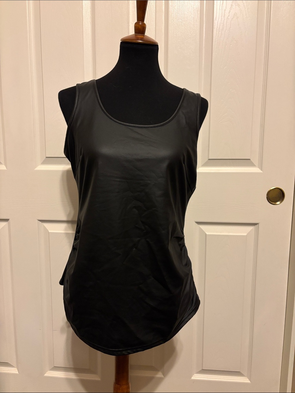 NWOT Women's Black Faux-Leather Tank Top